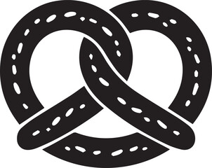 Stylized pretzel icon with a textured surface on a light gray background