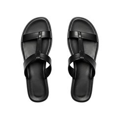 A pair of black sandals isolated on white background