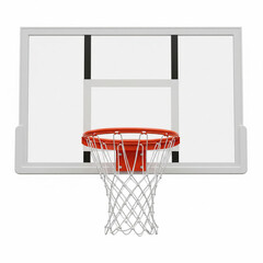Naklejka premium Front view of basketball hoop with backboard isolated on white 1:1 ratio