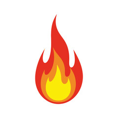 Simple graphic illustration of a single flame, with red and yellow colors.