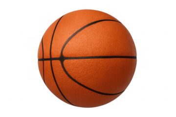 Rotating basketball ball on transparent background with alpha channel