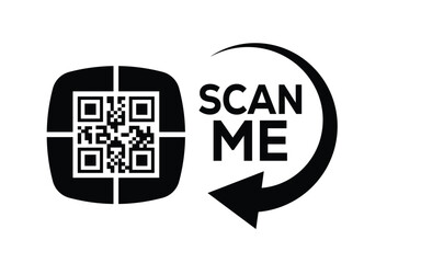 QR code scan icon set. Scan me frame. QR code scan for smartphone. QR code for mobile app, payment and identification. Vector illustration.