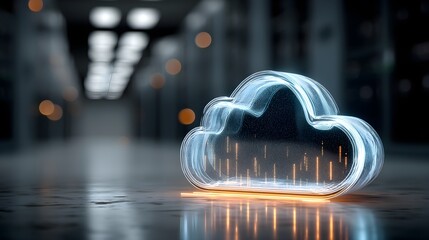 Blue Neon Tall Server Racks Soft Lights High Tech Atmosphere Visualization Modern Flat Cloud Social Media Poster Banner Marketing Ecommerce Web Print Copy Space Template Branding Seo Opt SEO Optimized