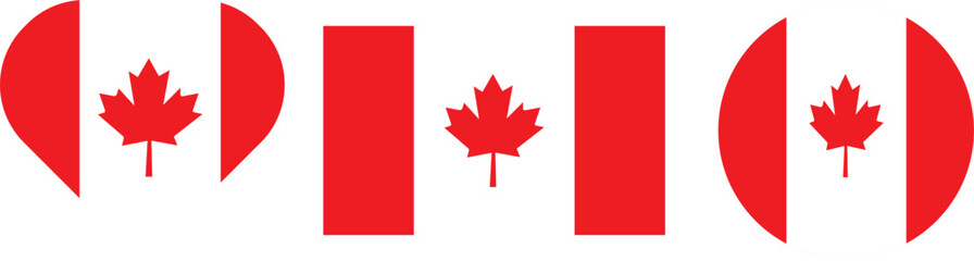 Canada flag PNG vector. Canada Square and round, Canada wavy flag digital vector illustration.
