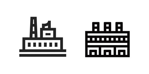 Obraz premium Two distinct factory icons are displayed, showcasing variations in design and structure.