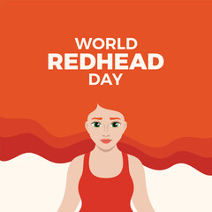 World Redhead Day poster vector illustration. Happy red hair girl frame vector. Smiling young ginger woman border. Template for background, banner, card. May 26. Important day