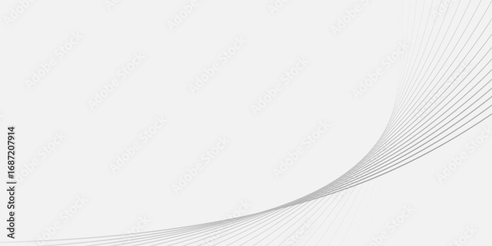 Wall mural white abstract background with modern transparent gray curve lines