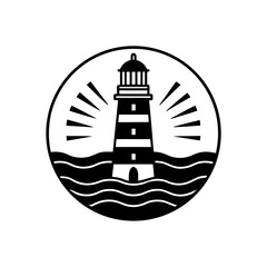 lighthouse guiding  coastal vector icon  