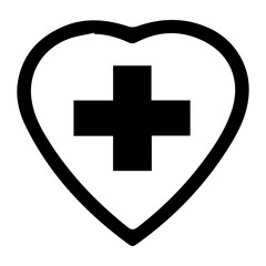 Obraz premium A black and white image of a heart with a cross and a medical cross. Concept of care and concern for one's health
