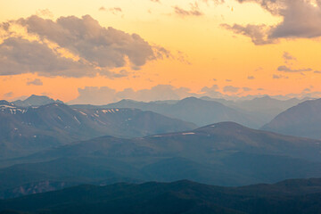 Orange sunset over the mountains