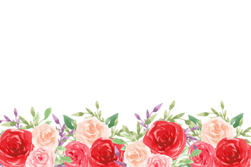 Watercolor flowers background vector for design.