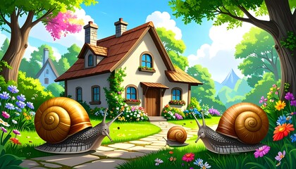 Charming countryside home with snails