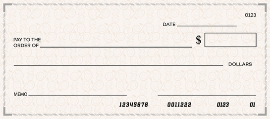 Elegant Check Template 0123  Vintage Floral Design  Banking Document