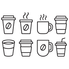 Coffee cup icon set. Paper cup icon. Containing coffee, paper, drink, cup, disposable, mug, container vector