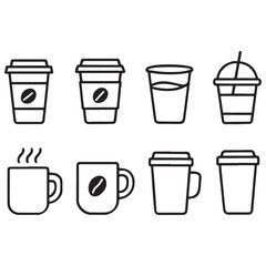 Coffee cup icon set. Paper cup icon. Containing coffee, paper, drink, cup, disposable, mug, container vector