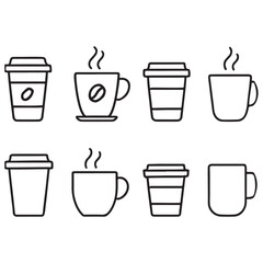Coffee cup icon set. Paper cup icon. Containing coffee, paper, drink, cup, disposable, mug, container vector