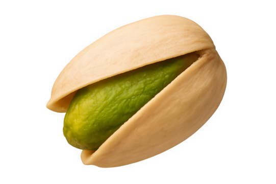 Organic unbleached pistachio nut isolated PNG on transparent background