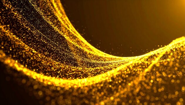 Abstract gold particles swirling in a wave