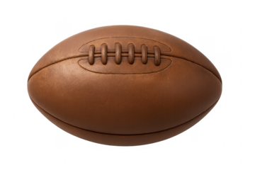 Classic leather rugby ball isolated on transparent background