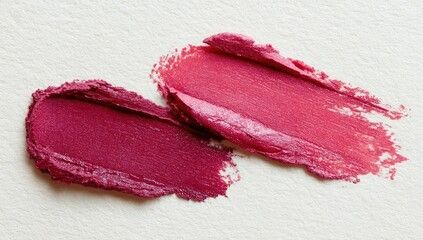 Two swatches of lipstick on light beige paper