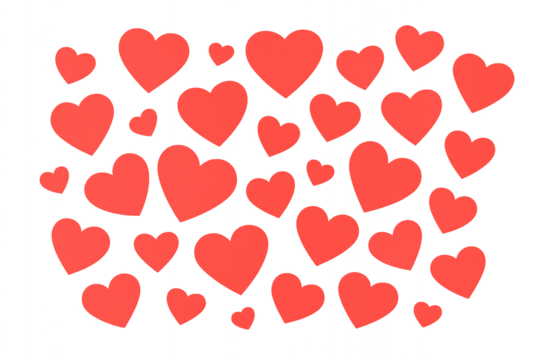 Red Hearts Pattern – Isolated PNG (Transparent) - Powered by Adobe