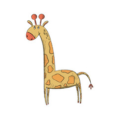 english illustrated alphabet letter G giraffe