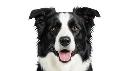Closeup of a happy border collie dog isolated on transparent background