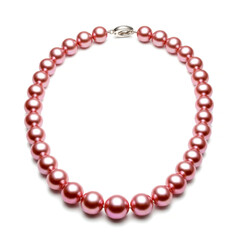 Obraz premium Pink pearl necklace isolated on white background