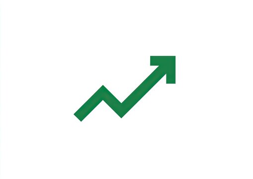 Simple, solid green upward trend graph icon