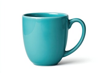 Teal ceramic mug, side view (1)