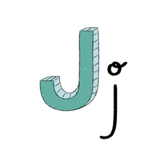 english illustrated alphabet letter J
