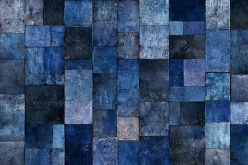 Fototapeta premium Blue stone tile mosaic wall texture background