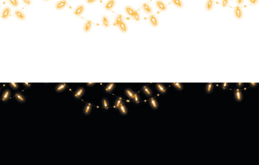 Decorative string lights overlay in warm yellow glow, featuring intricate designs on contrasting backgrounds of white and black, perfect for festive and celebratory themes