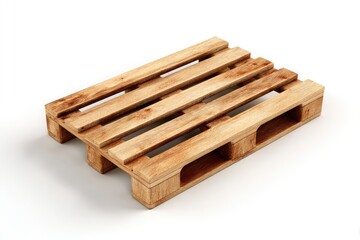 Light brown wooden pallet, rectangular shape, simple design, isolated on white background