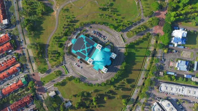 Sustainable Mosque Dome and Rooftop Solar Panels in Modern Township