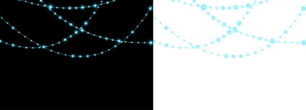 Abstract glowing blue light trails overlay on contrasting black and white backgrounds, creating a dynamic visual effect for creative design projects and digital art applications