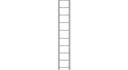 FARMING - Straight metal ladder isolated on black background, vertical climbing tool for construction and maintenance projects