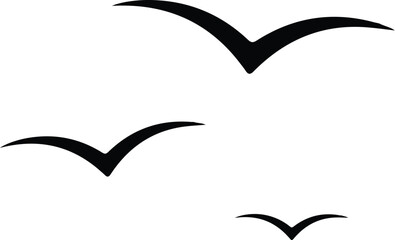 Silhouettes of birds flying freely against a clean white background, symbolizing freedom and nature.