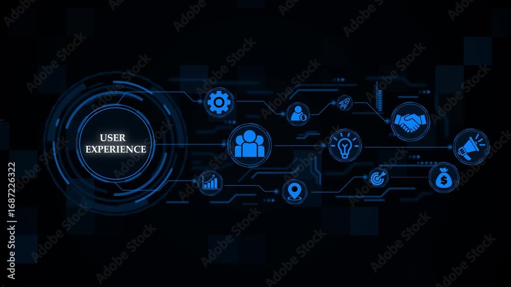 Wall mural user experience ux concept illustrating teamwork technology and design process, business ,internet a