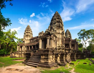 Obraz premium Ancient temple complex under a vibrant sky
