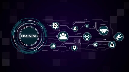 Digital abstract concept showing training and teamwork dynamics and modern processes ,Business, Internet and network concept.  Abstract technology virtual screen background.  - Powered by Adobe