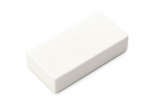 White eraser isolated on transparent background, ready for correcting mistakes