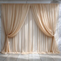 Light beige sheer curtains create a backdrop