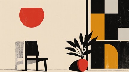 Fototapeta premium The illustration combines bold, modern design elements with a minimalist aesthetic, creating a chic and contemporary look.
