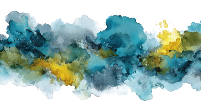 Abstract Blue Gold Watercolor Wash Texture