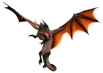 Fototapeta premium 3D Rendering Fairy Tale Dragon on White