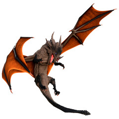 3D Rendering Fairy Tale Dragon on White