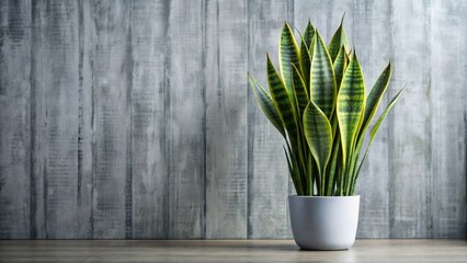 Fototapeta premium Serene Indoor Plant in a Modern Pot Against a Textured Wall