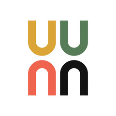 Modern abstract logo design with letters U and N in a colorful geometric pattern.
