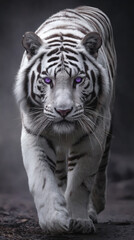 Powerful Tiger Stalking through a Misty and Enigmatic Forest Environment